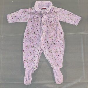 Vintage Snugabye Convert-A-Foot Baby Girl Sleeper Purple Flowers 6m